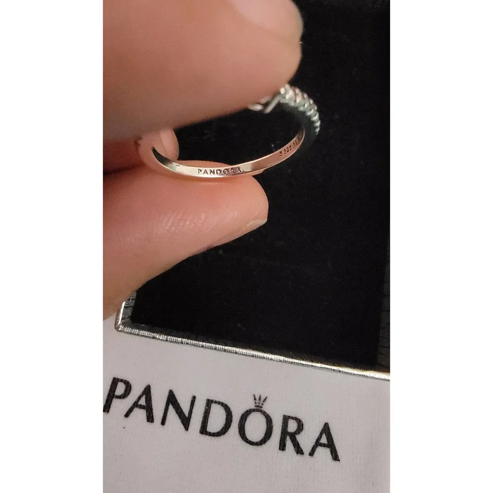 Pandora Sparkling Bow Ring Sterling Silver Pink Heart Cubic Zirconia 190906CZ 54